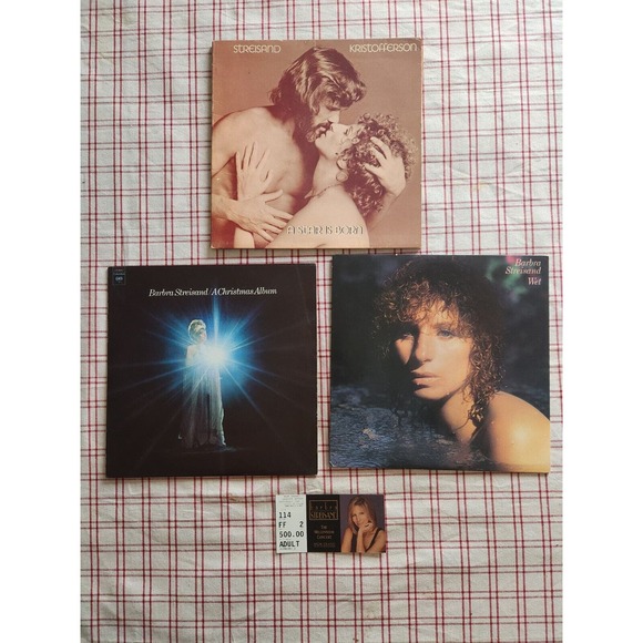 Lot (3) Barbara Streisand Vinyl LP's W/ 2000 MGM Grand Millennium Concert Ticket - Picture 1 of 12